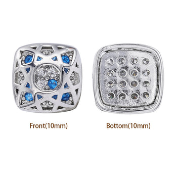 Mixed Colors Cushion Square Shape Imitation Rhodium Plated High-Quality Sew-on Alloy Charms Inlaid Cubic Zirconia WholesaleRhinestone