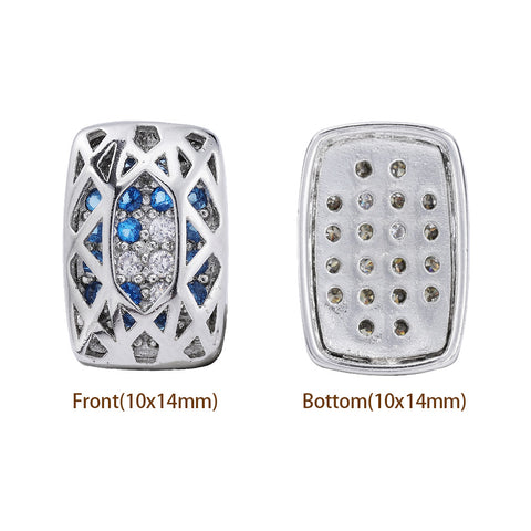 Cushion Rectangle Shape Imitation Rhodium Plated High-Quality Sew-on Alloy Charms Inlaid Cubic Zirconia