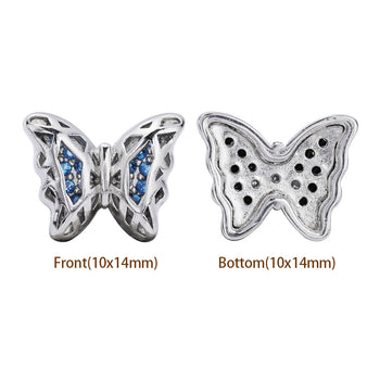 Mixed Colors Butterfly Shape Imitation Rhodium Plated High-Quality Sew-on Alloy Charms Inlaid Cubic Zirconia WholesaleRhinestone