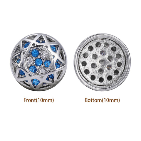 Round Shape Imitation Rhodium Plated High-Quality Sew-on Alloy Charms Inlaid Cubic Zirconia