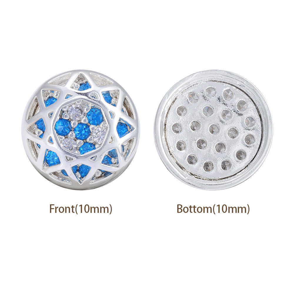 Round Shape Silver Plated High-Quality Sew-on Alloy Charms Inlaid Cubic Zirconia WholesaleRhinestone