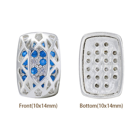 Cushion Rectangle Shape Silver Plated High-Quality Sew-on Alloy Charms Inlaid Cubic Zirconia
