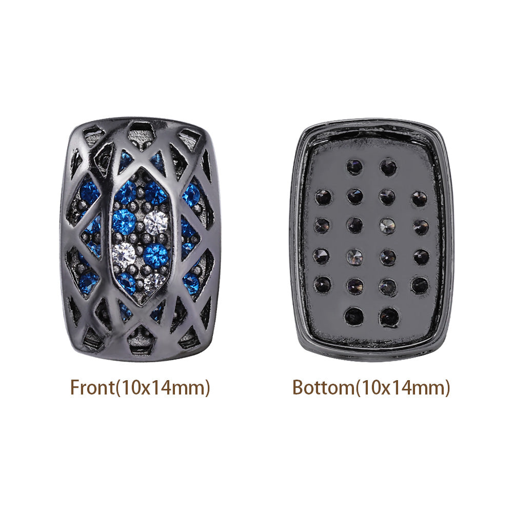 Cushion Rectangle Shape Hematite Plated High-Quality Sew-on Alloy Charms Inlaid Cubic Zirconia WholesaleRhinestone