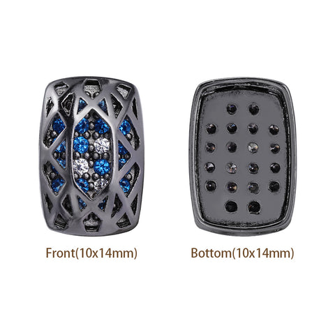 Cushion Rectangle Shape Hematite Plated High-Quality Sew-on Alloy Charms Inlaid Cubic Zirconia