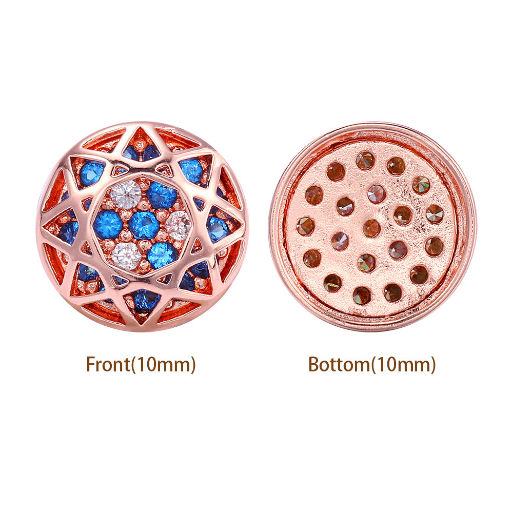 Round Shape Rose Gold Plated High-Quality Sew-on Alloy Charms Inlaid Cubic Zirconia WholesaleRhinestone