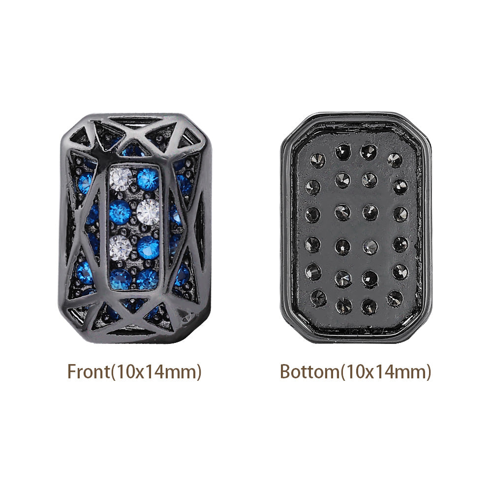 Octagon Shape Hematite Plated High-Quality Sew-on Alloy Charms Inlaid Cubic Zirconia WholesaleRhinestone