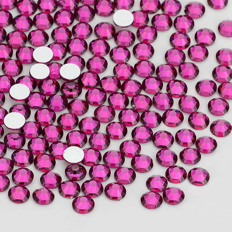 Fuchsia FlatBack Glass Rhinestones Glue-On Crystals for Nail ...