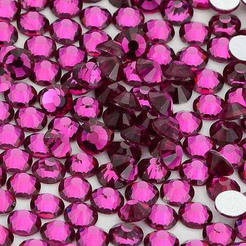 Fuchsia Glass FlatBack Rhinestones Silver Back WholesaleRhinestone