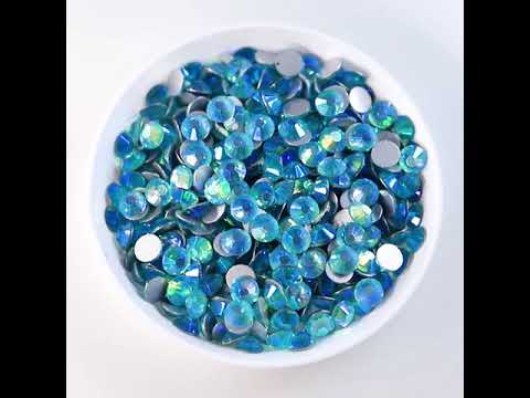 Aquamarine AB Glass FlatBack Rhinestones Silver Back