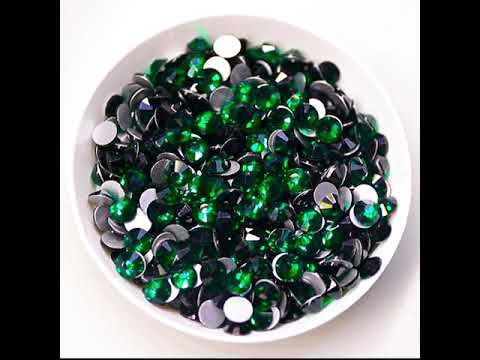 Dark Green Glass FlatBack Rhinestones Sliver Back
