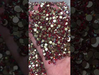 Light Siam AB Glass Flat Back Glue-On Rhinestones 16 Cut Facets