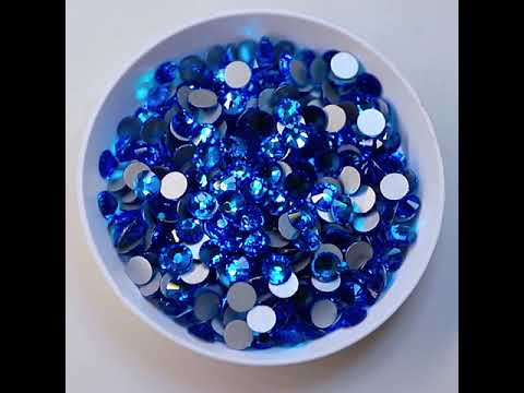 Capri Blue Glass FlatBack Rhinestones Silver Back