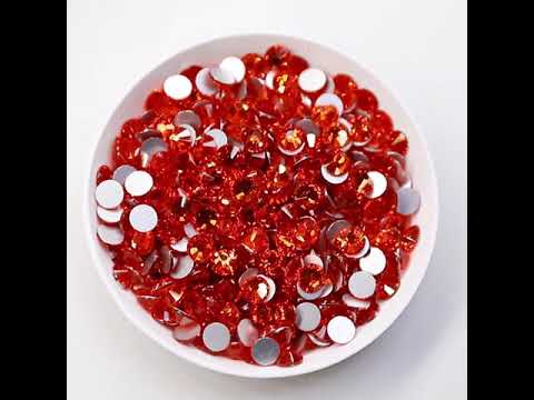 Orange Glass FlatBack Rhinestones Silver Back