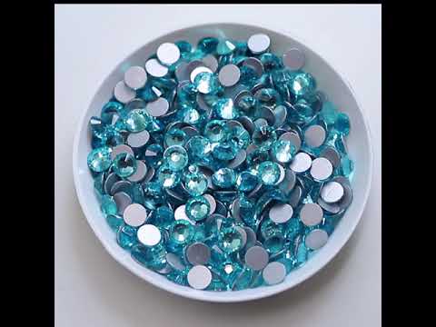 Aquamarine Glass FlatBack Rhinestones Silver Back