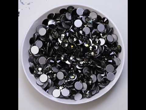 Black Diamond Glass FlatBack Rhinestones Silver Back