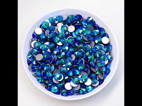 Mørkegrøn ab glas fladback rhinestones sølv tilbage