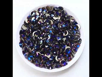 Violet Effect Glass FlatBack Rhinestones Golden Back