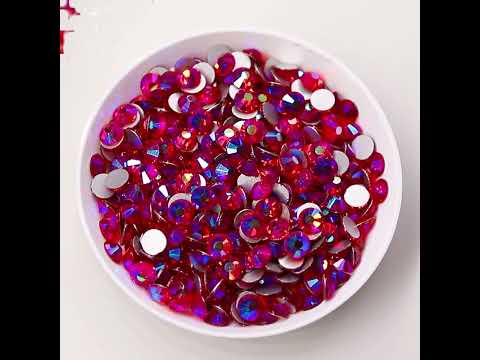 Light Siam AB Glass FlatBack Rhinestones Silver Back