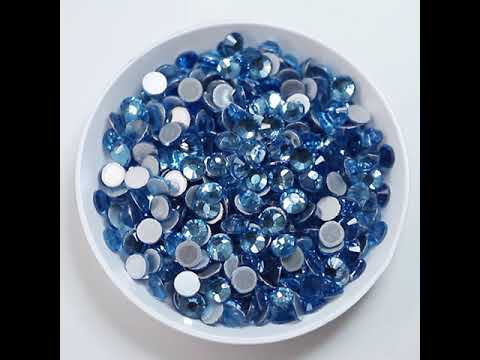 Light Blue Glass FlatBack Rhinestones Silver Back