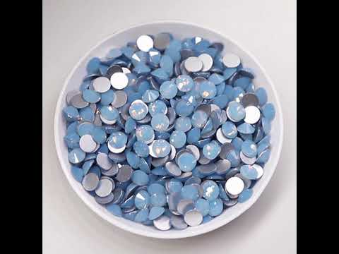 Blue Opal Glass Flatback Rhinestones de plata