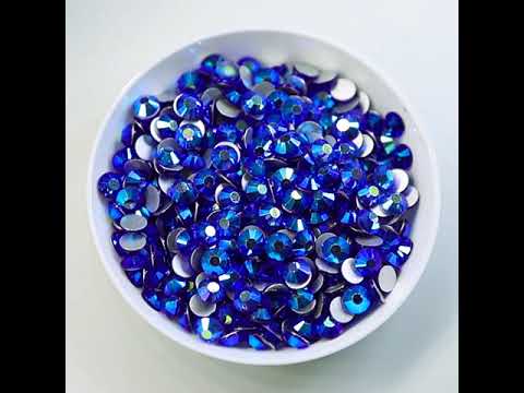 Sapphire AB Glass FlatBack Rhinestones Silver Back