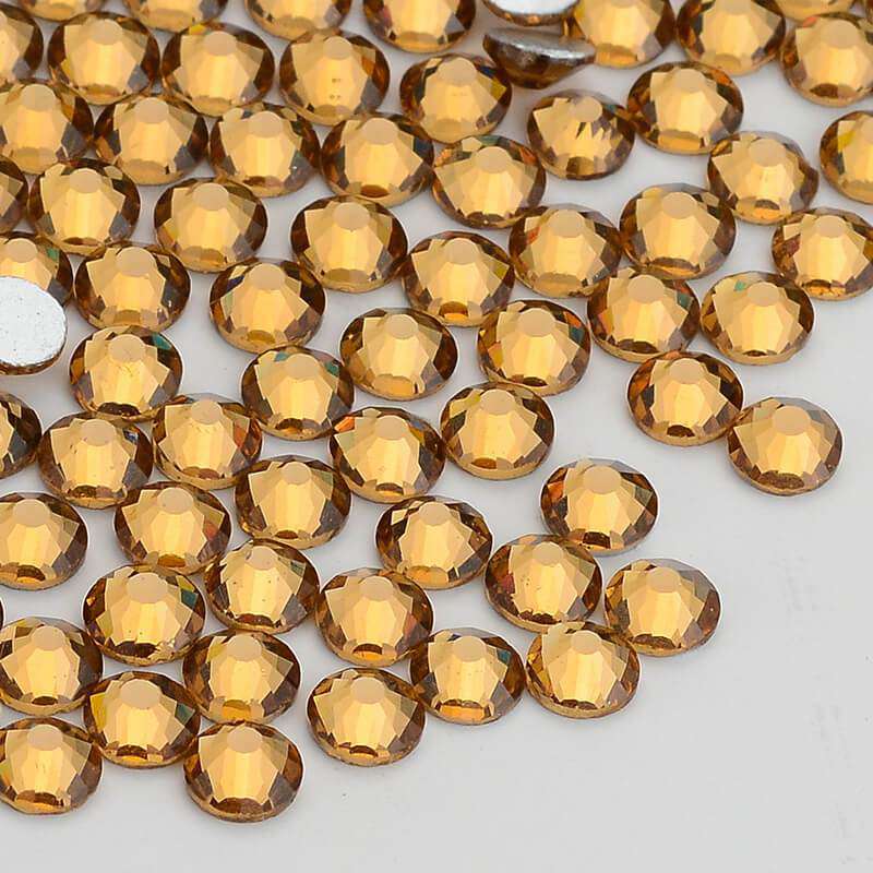 Light Colorado Topaz Glass Hot-Fix Rhinestones In Bulk