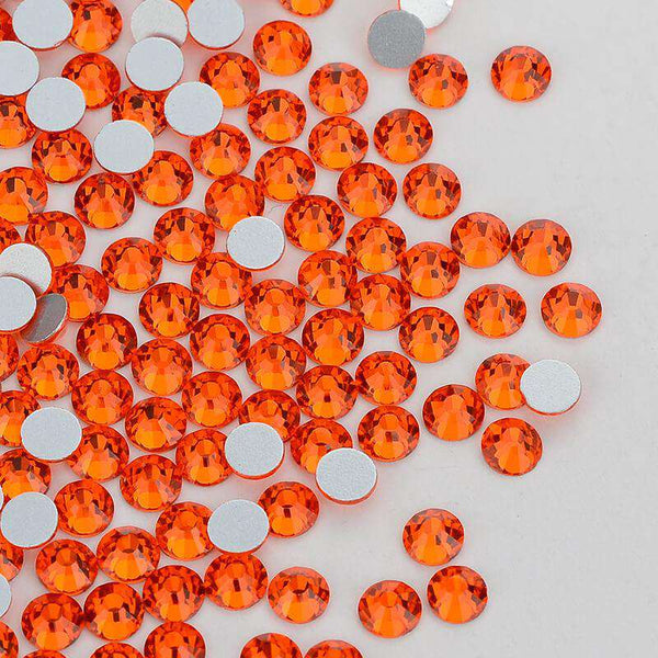 Orange Glass FlatBack Rhinestones Silver Back WholesaleRhinestone