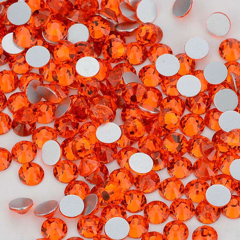Orange Glass FlatBack Rhinestones Silver Back WholesaleRhinestone