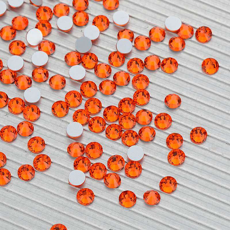 Orange Glass FlatBack Rhinestones Silver Back WholesaleRhinestone