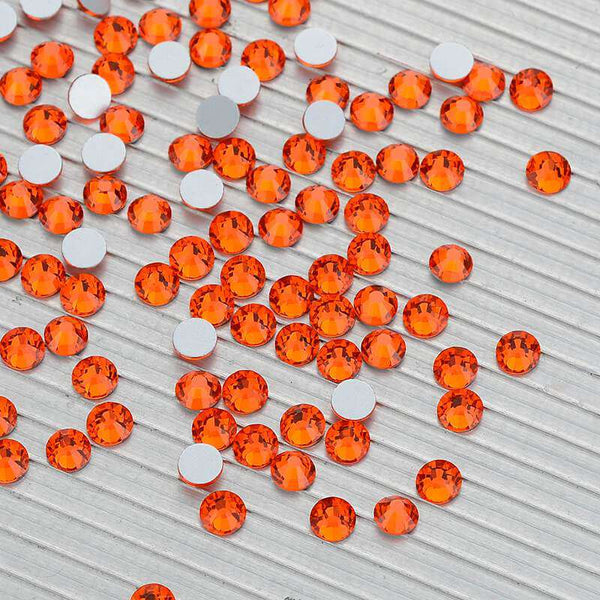 Orange Glass FlatBack Rhinestones Silver Back WholesaleRhinestone