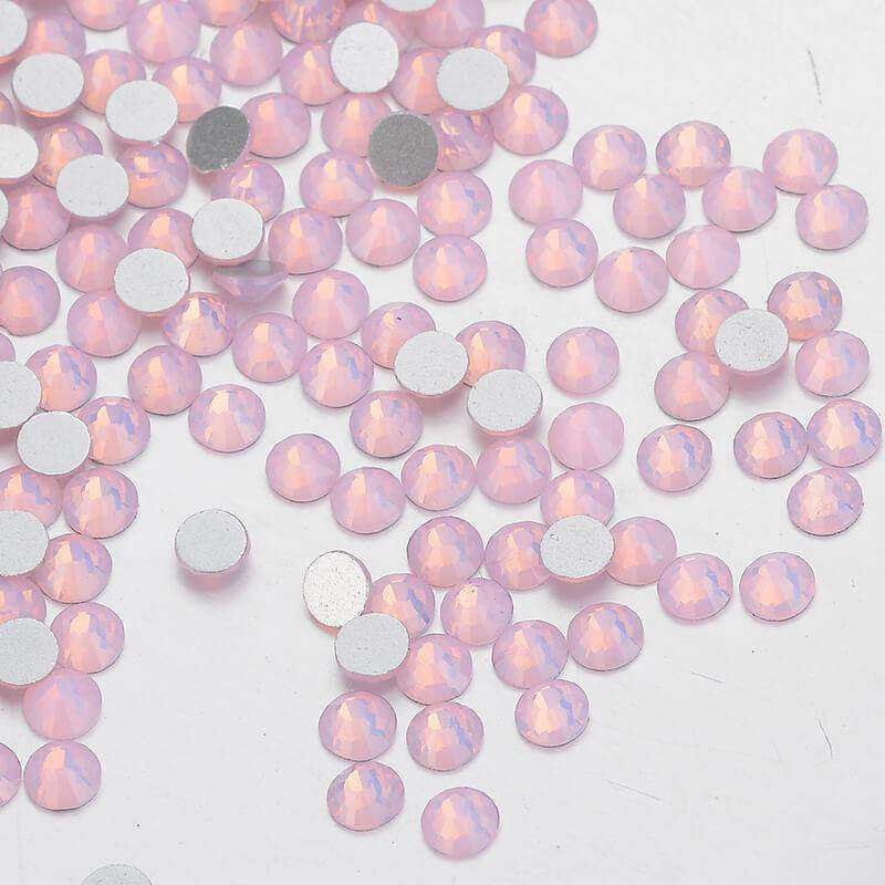 Pink Opal Glass FlatBack Rhinestones Silver Back In Bulk WholesaleRhinestone