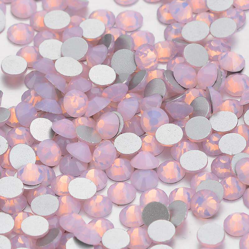 Pink Opal Glass FlatBack Rhinestones Silver Back In Bulk WholesaleRhinestone