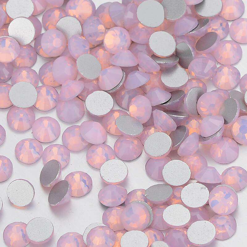 Pink Opal Glass FlatBack Rhinestones Silver Back In Bulk WholesaleRhinestone