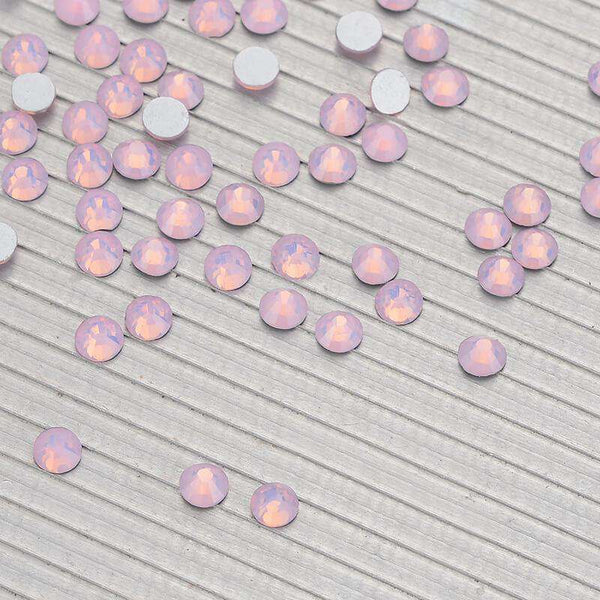 Pink Opal Glass FlatBack Rhinestones Silver Back WholesaleRhinestone