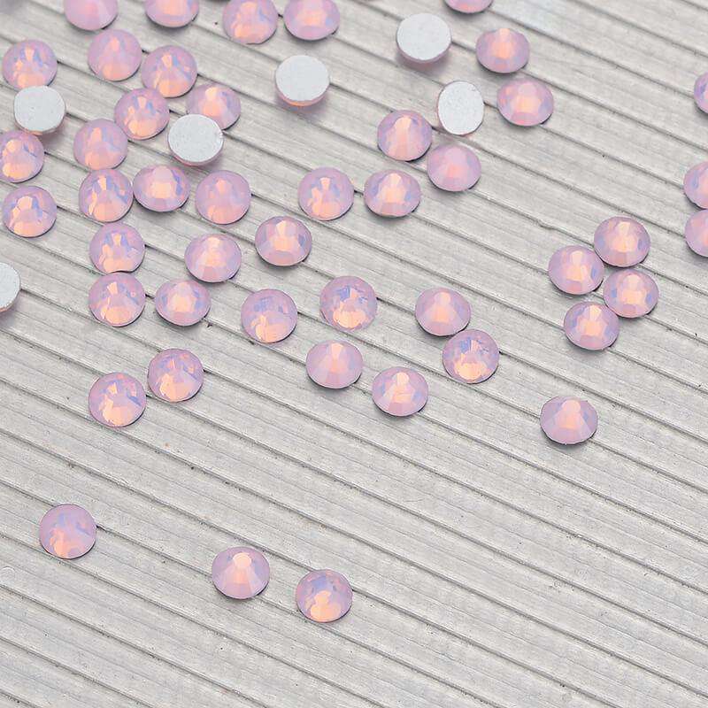 Pink Opal Glass FlatBack Rhinestones Silver Back In Bulk WholesaleRhinestone