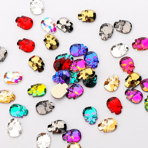 120 PCS Mixed Colors Skull Shape Glass Fancy Rhinestones For Nail Art HZ1203 WholesaleRhinestone